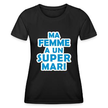 ma femme a un super mari / cadeau humour mari - T-shirt sport Femme - noir - Devant - AI Model Female 172 light (172cm)