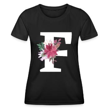 Buchstabe f blumig - Frauen Funktions-T-Shirt - Schwarz - Vorne - AI Model Female 172 light (172cm)