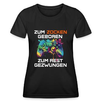 Né pour jouer, forcé de se reposer - gamers - T-shirt sport Femme - noir - Devant - AI Model Female 172 light (172cm)