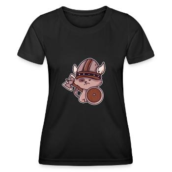Wikinger Katze Kinder Valhalla Krieger - Frauen Funktions-T-Shirt - Schwarz - Vorne - AI Model Female 172 light (172cm)