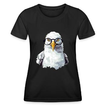Miki the seagull with glasses - Women's Functional T-Shirt - black - Front - AI Model Female 172 light (172cm)