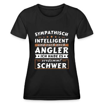 Sympathisch und intelligent - Angler Edition - Frauen Funktions-T-Shirt - Schwarz - Vorne - AI Model Female 172 light (172cm)