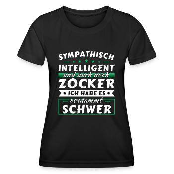 Sympathisch und intelligent - Zocker Edition - Frauen Funktions-T-Shirt - Schwarz - Vorne - AI Model Female 172 light (172cm)