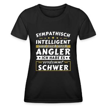 Sympathisch und intelligent - Angler Edition - Frauen Funktions-T-Shirt - Schwarz - Vorne - AI Model Female 172 light (172cm)