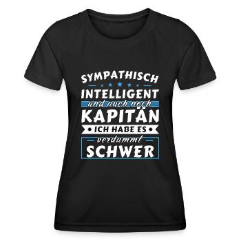 Sympathisch und intelligent - Kapitän Edition - Frauen Funktions-T-Shirt - Schwarz - Vorne - AI Model Female 172 light (172cm)