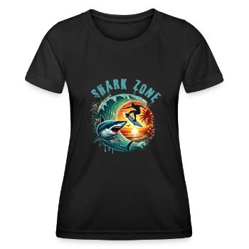 Shark Zone - Frauen Funktions-T-Shirt - Schwarz - Vorne - AI Model Female 172 light (172cm)