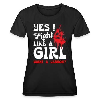 Je me bats comme une fille en boxe - T-shirt sport Femme - noir - Devant - AI Model Female 172 light (172cm)