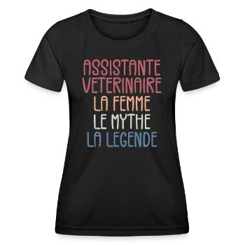 Assistante Veterinaire - T-shirt sport Femme - noir - Devant - AI Model Female 172 light (172cm)