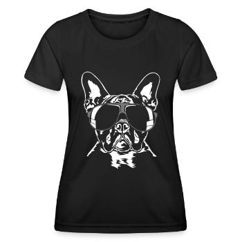 Französische Bulldogge Cool Wilsigns Hunde Hund - Frauen Funktions-T-Shirt - Schwarz - Vorne - AI Model Female 172 light (172cm)