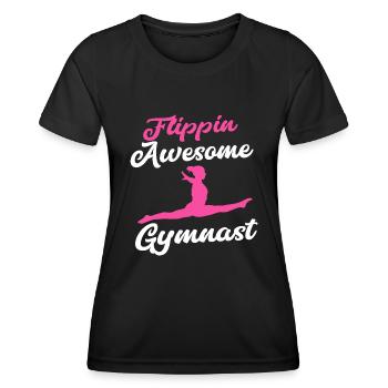 Gymnastique Acrobaties Cheerleading Gymnaste Gymnastique au sol - T-shirt sport Femme - noir - Devant - AI Model Female 172 light (172cm)