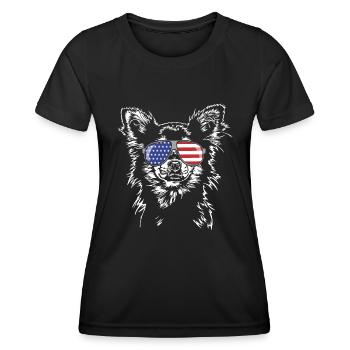 CHIHUAHUA America Flag Lunettes de soleil Chien Wilsigns - T-shirt sport Femme - noir - Devant - AI Model Female 172 light (172cm)