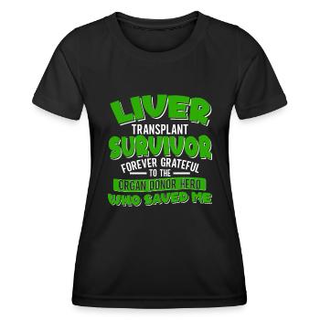 Conception de donneur d’organes transplantés hépatiques - T-shirt sport Femme - noir - Devant - AI Model Female 172 light (172cm)