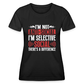 Introvertiert Schüchtern Antisozial - Frauen Funktions-T-Shirt - Schwarz - Vorne - AI Model Female 172 light (172cm)