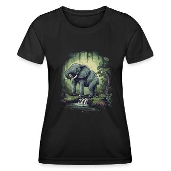 Eléphant Afrique Asie Animal - T-shirt sport Femme - noir - Devant - AI Model Female 172 light (172cm)