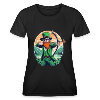 St. Patrick's Day Kleeblatt Bogenschießen - Frauen Funktions-T-Shirt - Schwarz - Vorne - AI Model Female 172 light (172cm)