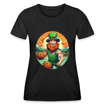 St. Patrick's Day Kleeblatt Basketball - Frauen Funktions-T-Shirt - Schwarz - Vorne - AI Model Female 172 light (172cm)
