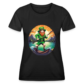 Planche à pagaie Shamrock Shamrock de la Saint-Patrick - T-shirt sport Femme - noir - Devant - AI Model Female 172 light (172cm)
