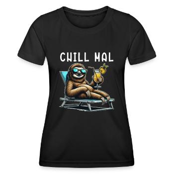 Chillen Faultier - chill mal - Frauen Funktions-T-Shirt - Schwarz - Vorne - AI Model Female 172 light (172cm)