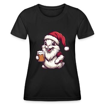 Hase Weihnachten Bier Lustig - Frauen Funktions-T-Shirt - Schwarz - Vorne - AI Model Female 172 light (172cm)