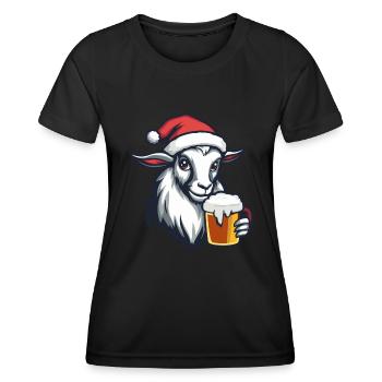 Bergziege Weihnachten Bier Lustig - Frauen Funktions-T-Shirt - Schwarz - Vorne - AI Model Female 172 light (172cm)