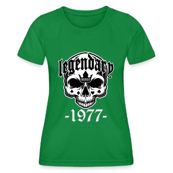 Farben änderbar | Legendär seit 1977 Totenkopf - Frauen Funktions-T-Shirt - Kelly Green - Vorne - AI Model Female 172 dark (172cm)