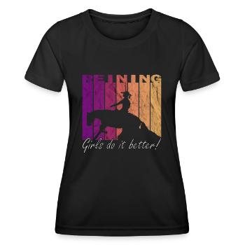 Reining girls do it better Western rider QH - T-shirt sport Femme - noir - Devant - AI Model Female 172 light (172cm)