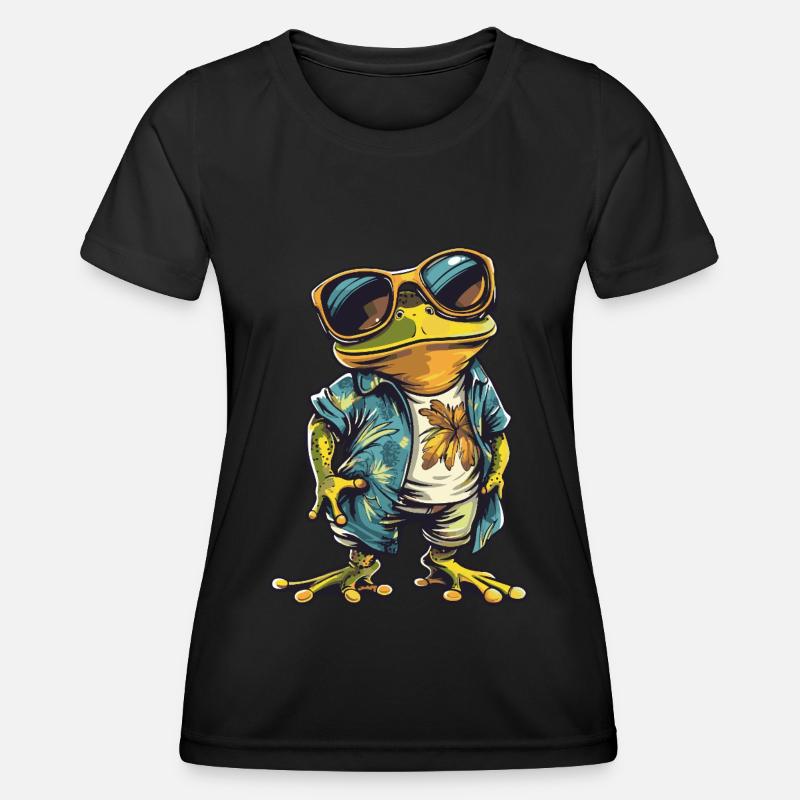 Frog Funny Summer - Women's Functional T-Shirt - black