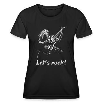 LET’S ROCK - HARD ROCK GUITARE RÉTRO CLASSIQUE - T-shirt sport Femme - noir - Devant - AI Model Female 172 light (172cm)
