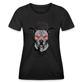 Gardien de l’enfer : le regard cramoisi de PitBull - T-shirt sport Femme - noir - Devant - AI Model Female 172 light (172cm)