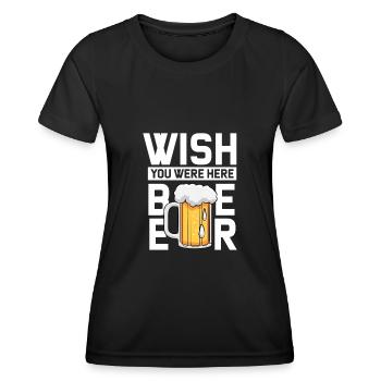 „WISH YOU WERE HERE BEER“ Design - Frauen Funktions-T-Shirt - Schwarz - Vorne - AI Model Female 172 light (172cm)