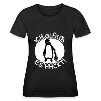 Pinguin Hacker - Frauen Funktions-T-Shirt - Schwarz - Vorne - AI Model Female 172 light (172cm)