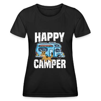 Camping Camper Dogs Happy Camper Outdoors with - Women's Functional T-Shirt - black - Front - AI Model Female 172 light (172cm)