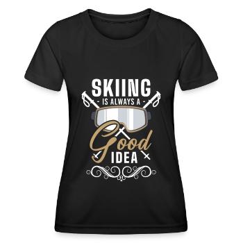 Ski Alpen Pistensau skis - Women's Functional T-Shirt - black - Front - AI Model Female 172 light (172cm)