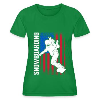 Snowboarder Snow Ski Holiday Pistensau - Women's Functional T-Shirt - kelly green - Front - AI Model Female 172 dark (172cm)
