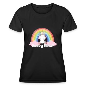 Heavy Metal Einhorn Wolke Regenbogen Rock n Roll - Frauen Funktions-T-Shirt - Schwarz - Vorne - AI Model Female 172 light (172cm)