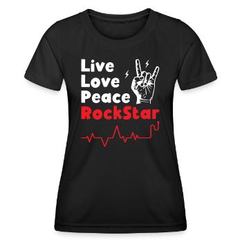 Vivre Amour Paix Rockstars - T-shirt sport Femme - noir - Devant - AI Model Female 172 light (172cm)