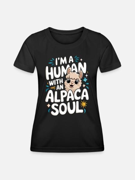 Alpaka Llama - Frauen Funktions-T-Shirt - Schwarz