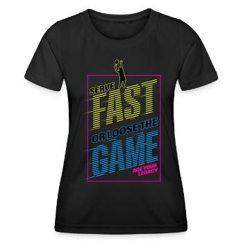 Servir vite ou perdre le jeu Tennis Motivation - T-shirt sport Femme - noir - Devant - AI Model Female 172 light (172cm)