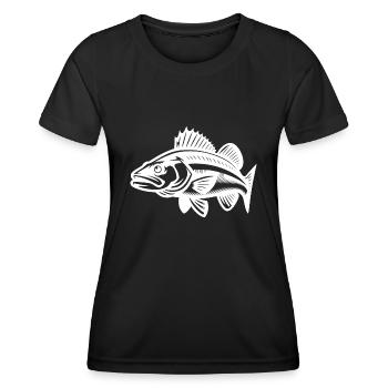 Baignade Poisson sandre - T-shirt sport Femme - noir - Devant - AI Model Female 172 light (172cm)