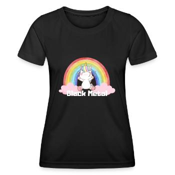 Black Metal Einhorn Regenbogen Wolke süß - Frauen Funktions-T-Shirt - Schwarz - Vorne - AI Model Female 172 light (172cm)