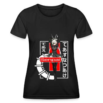 manga samurai anime gamer girl japan senpai egirl - Women's Functional T-Shirt - black - Front - AI Model Female 172 light (172cm)