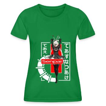 manga samurai anime gamer girl japan senpai egirl - Women's Functional T-Shirt - kelly green - Front - AI Model Female 172 dark (172cm)