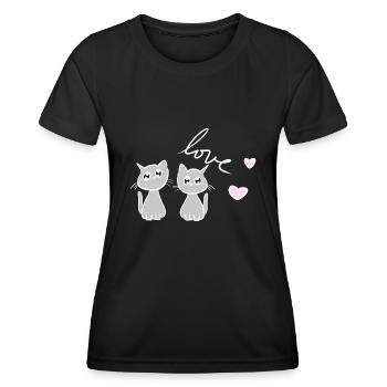 chat chats amis chers animaux chat ami - T-shirt sport Femme - noir - Devant - AI Model Female 172 light (172cm)