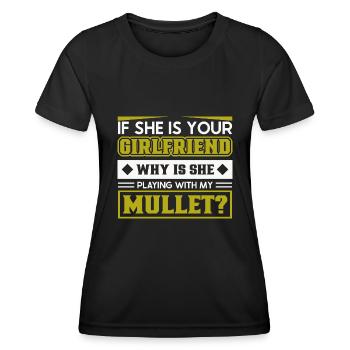 Mullet Frisur Vokuhila Frisur - Frauen Funktions-T-Shirt - Schwarz - Vorne - AI Model Female 172 light (172cm)