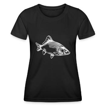 Carpe vintage - poisson carpe féroce - T-shirt sport Femme - noir - Devant - AI Model Female 172 light (172cm)
