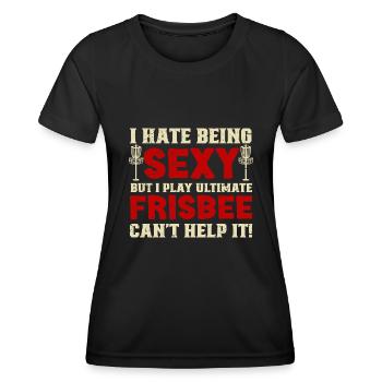 Disc Golf Player Frisbee Player - T-shirt sport Femme - noir - Devant - AI Model Female 172 light (172cm)