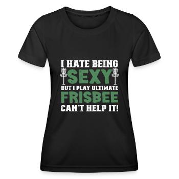Disc Golf Player Frisbee Player - T-shirt sport Femme - noir - Devant - AI Model Female 172 light (172cm)