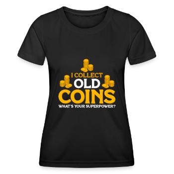Numismates Collectionneurs de pièces Collectionneur de pièces Numismates - T-shirt sport Femme - noir - Devant - AI Model Female 172 light (172cm)