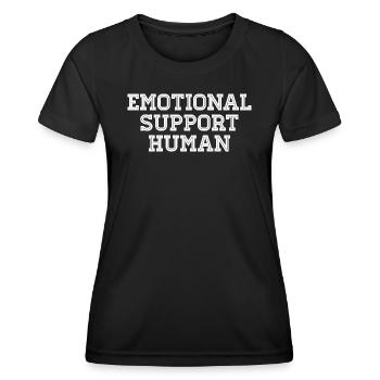Emotional Support Human - Frauen Funktions-T-Shirt - Schwarz - Vorne - AI Model Female 172 light (172cm)