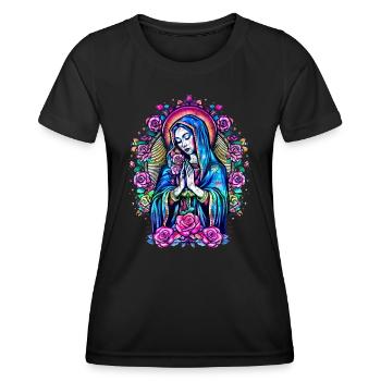 Prier Sainte Marie Roses Religion Christianisme - T-shirt sport Femme - noir - Devant - AI Model Female 172 light (172cm)